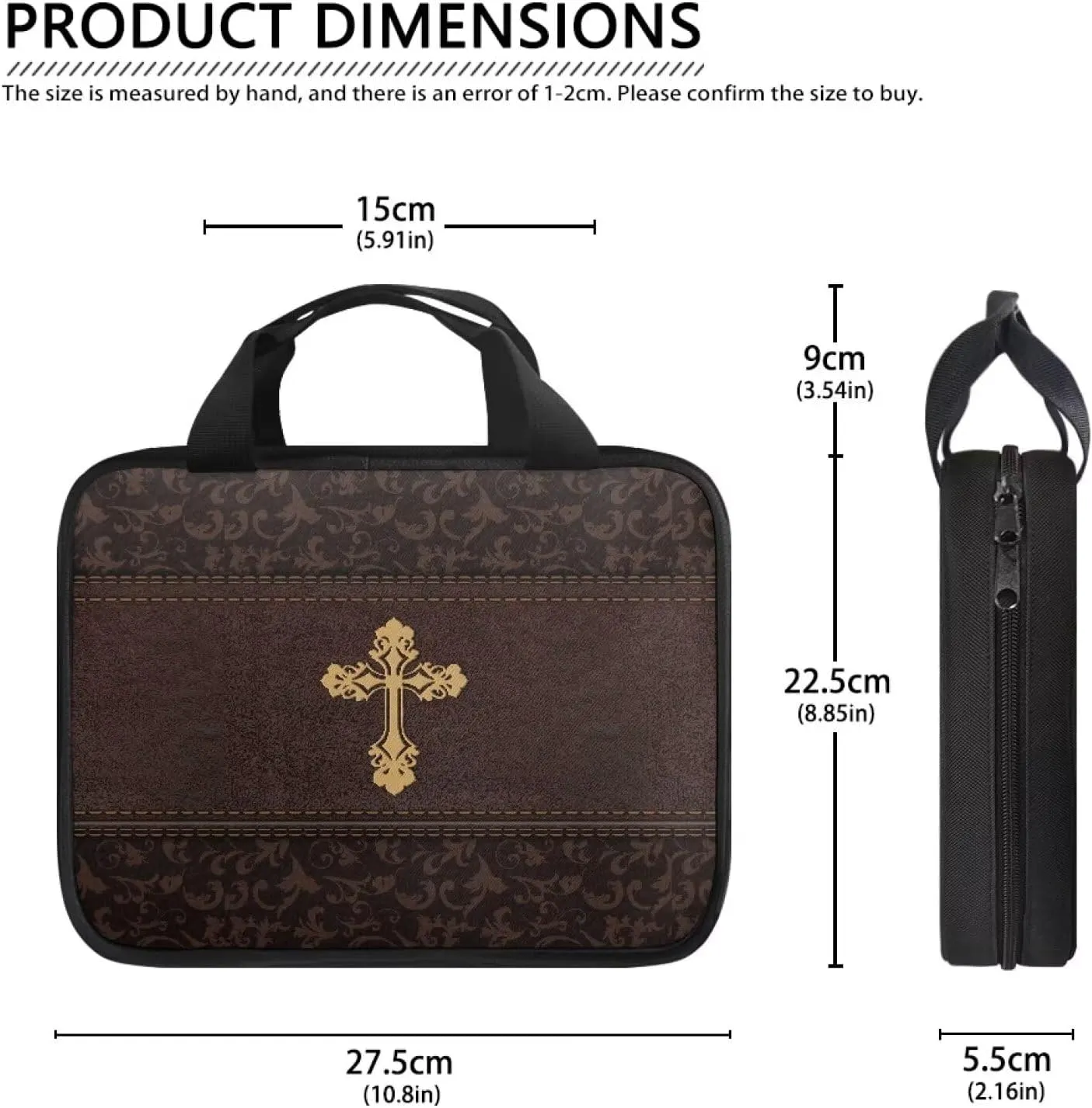 Imitation Leather Print Bible Case Bible Cover for Women Canvas Bible Carrying Case Built-in Pocket Handle Church Bag