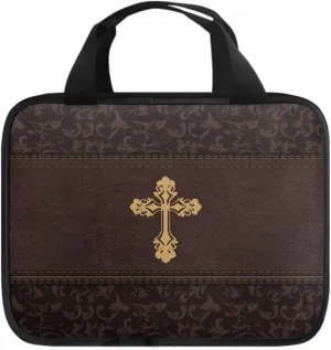 Imitation Leather Print Bible Case Bible Cover for Women Canvas Bible Carrying Case Built-in Pocket Handle Church Bag