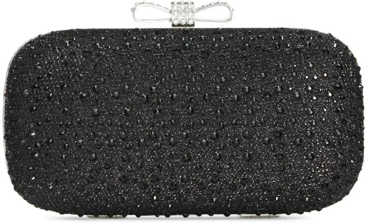 INC International Concepts Women's Black Rhinestone Evie Clutch