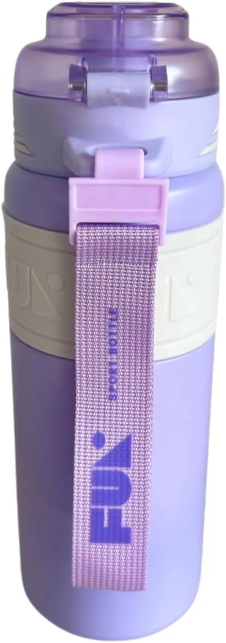 Insulated Stainless Steel Water Bottle with push-button lid with lock and Straw for Sports and Travel, BPA-Free Sports Water Bottle, 22 oz (Purple, 22 oz)