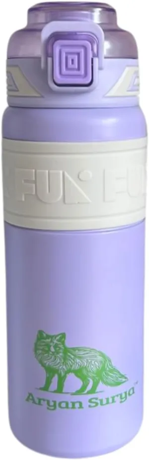 Insulated Stainless Steel Water Bottle with push-button lid with lock and Straw for Sports and Travel, BPA-Free Sports Water Bottle, 22 oz (Purple, 22 oz)