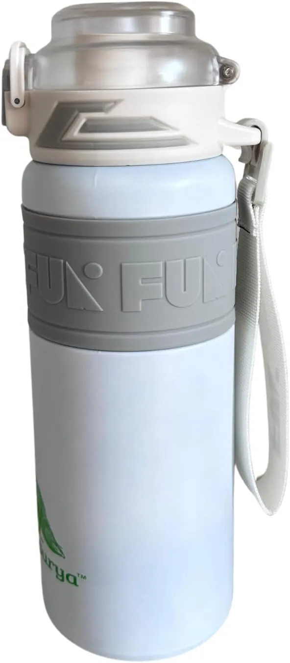 Insulated Stainless Steel Water Bottle with push-button lid with lock and Straw for Sports and Travel, BPA-Free Sports Water Bottle, 22 oz (White, 22 oz)