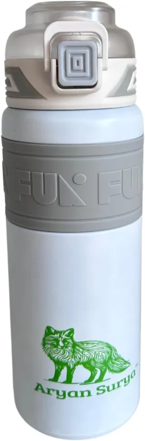 Insulated Stainless Steel Water Bottle with push-button lid with lock and Straw for Sports and Travel, BPA-Free Sports Water Bottle, 22 oz (White, 22 oz)