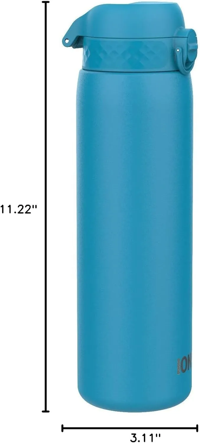 ION8 Vacuum Insulated Stainless Steel 1 Litre Water Bottle, 920 ml/31 oz, Leak Proof, Easy to Open, Secure Lock, Dishwasher Safe, Carry Handle, Scratch Resistant, Ideal for Sports and Yoga, Blue
