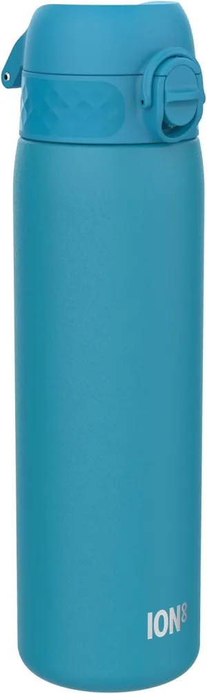 ION8 Vacuum Insulated Steel Water Bottle, 500 ml/18 oz, Leak Proof, Easy to Open, Secure Lock, Dishwasher Safe, Fits Cup Holders, Carry Handle, Scratch Resistant, Durable Stainless Steel, Blue