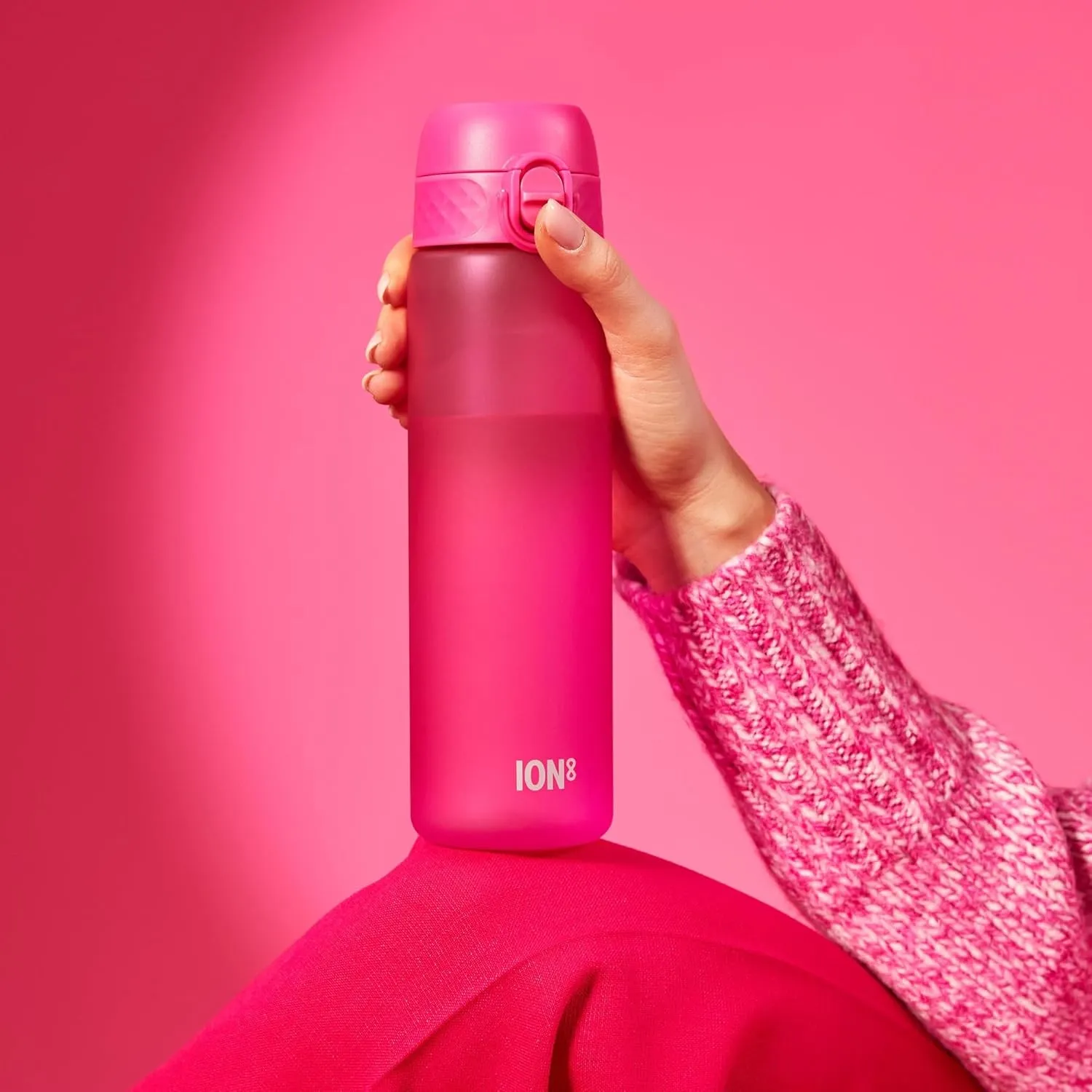 Ion8 Water Bottle, 500 ml/18 oz, Leak Proof, Easy to Open, Secure Lock, Dishwasher Safe, BPA Free, Hygienic Flip Cover, Carry Handle, Fits Cup Holders, Easy Clean, Odor Free, Carbon Neutral