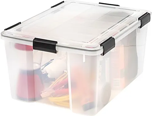 IRIS USA UCB-LD WEATHERTIGHT Storage Box, 62.8 Qt, Clear, 4 Pack
