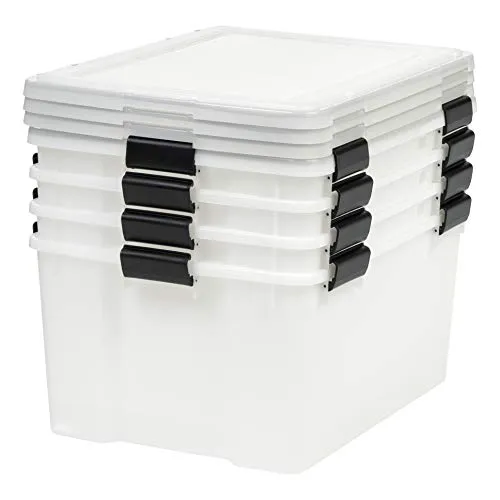 IRIS USA UCB-LD WEATHERTIGHT Storage Box, 62.8 Qt, Clear, 4 Pack
