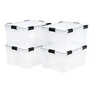 IRIS USA UCB-LD WEATHERTIGHT Storage Box, 62.8 Qt, Clear, 4 Pack