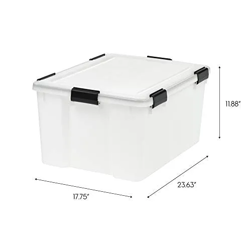 IRIS USA UCB-LD WEATHERTIGHT Storage Box, 62.8 Qt, Clear, 4 Pack