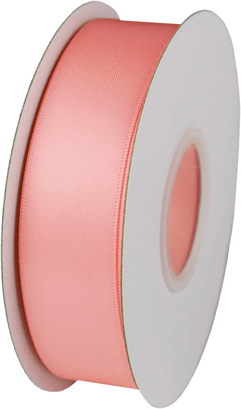 ITIsparkle 1" Inch Double Faced Satin Ribbon 50 Yards-Roll Set for Gift Wrapping Scrap Books Party Favor Hair Braids Baby Shower Decoration Floral Arrangement Craft Supplies, Pink Ribbon
