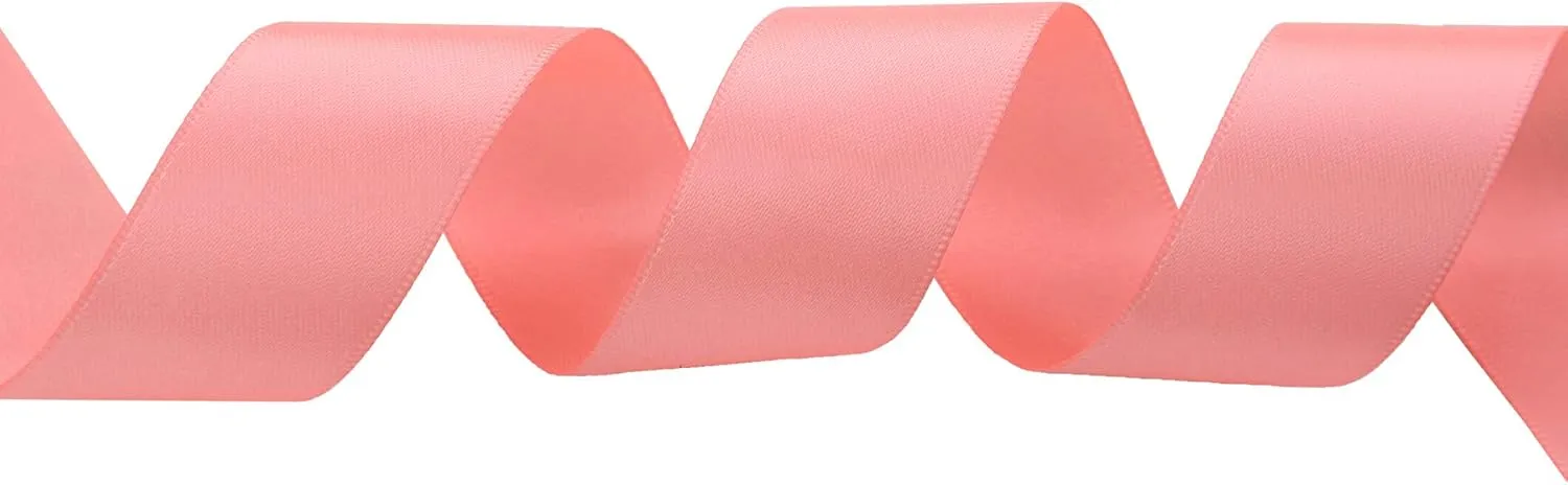 ITIsparkle 1" Inch Double Faced Satin Ribbon 50 Yards-Roll Set for Gift Wrapping Scrap Books Party Favor Hair Braids Baby Shower Decoration Floral Arrangement Craft Supplies, Pink Ribbon