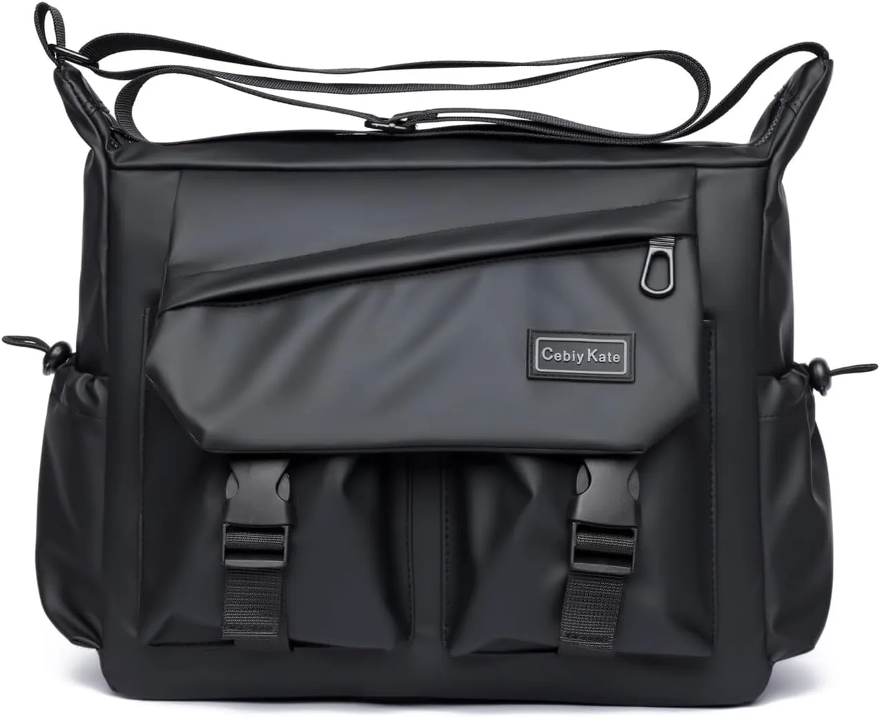 IVESIGN Messenger Bag for Men & Women - Lightweight Crossbody Shoulder Bag for Travel, College & Work - Stylish Satchel Bag with Multiple Compartments, Black Sling Bag for Professionals & Students