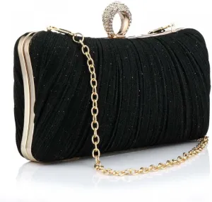 jessie Clutch Purse for Women Pleated Glitter Evening Bag for Crystal Bridal Wedding Party with Rhinestone
