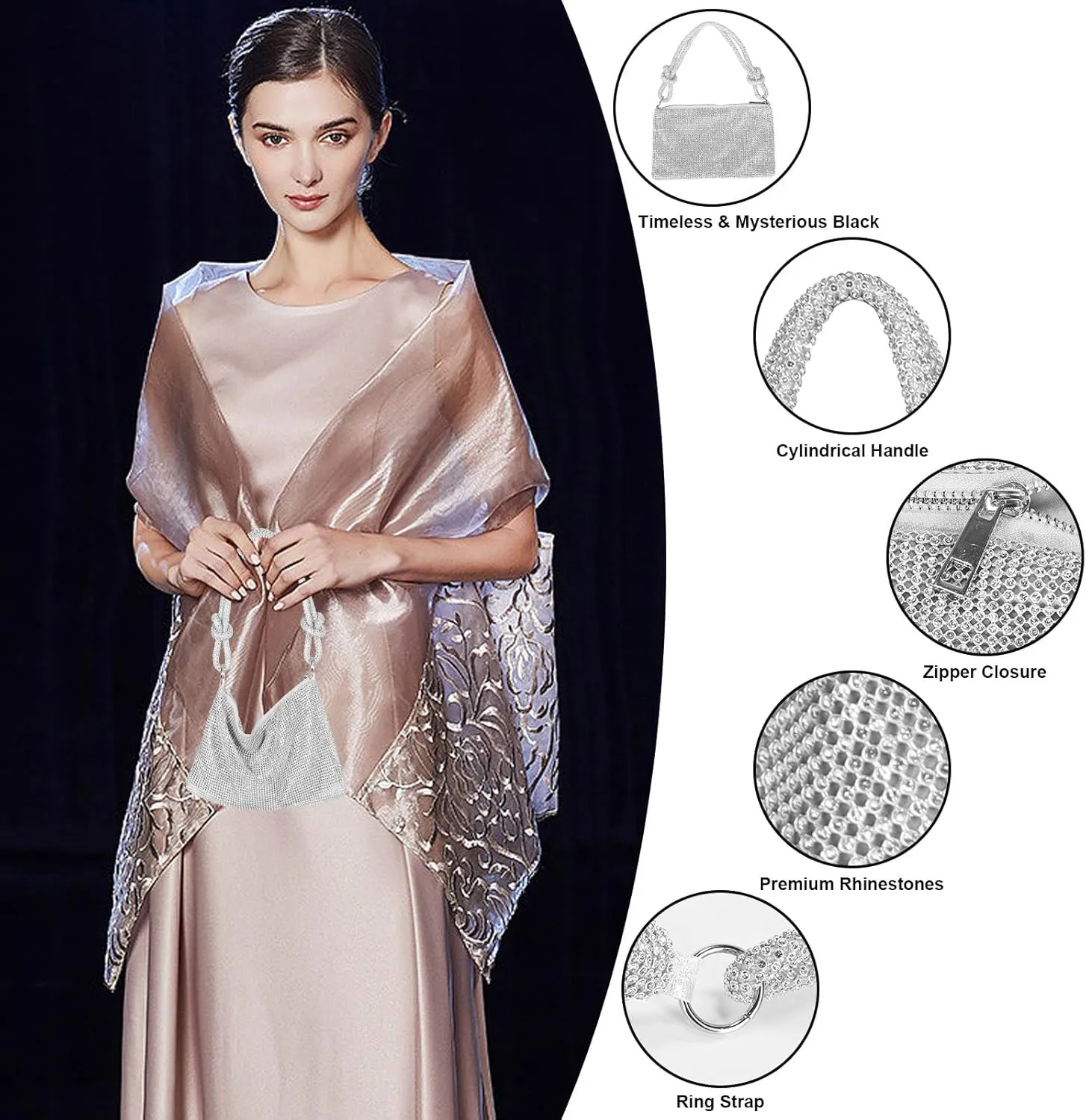 JIAN YA NA Fashion Women Bridesmaid Lady Girl Bride Evening Clutch Bag for Prom Cocktail Party Wedding Engagement