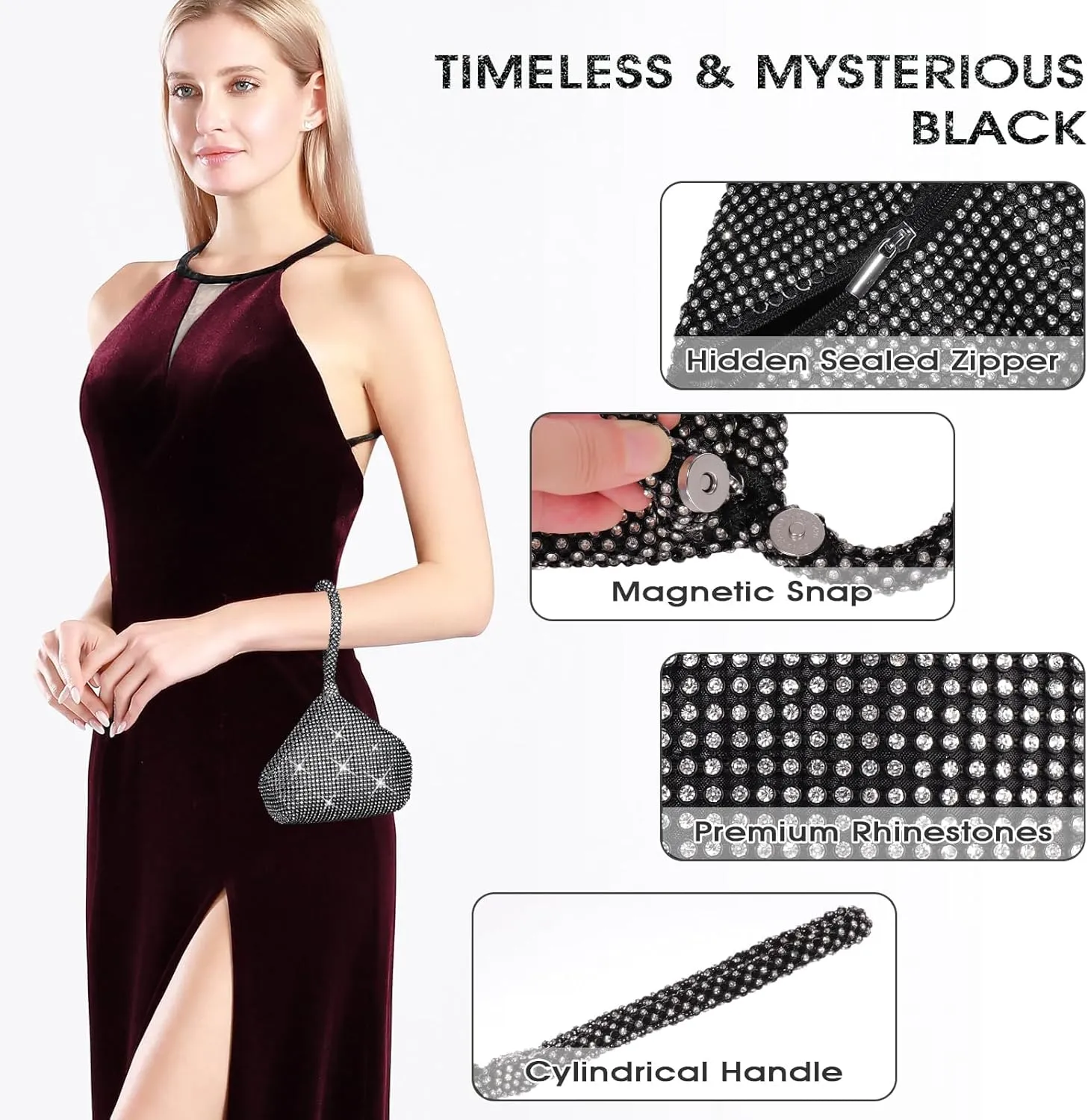 JIAN YA NA Fashion Women Bridesmaid Lady Girl Bride Evening Clutch Bag for Prom Cocktail Party Wedding Engagement