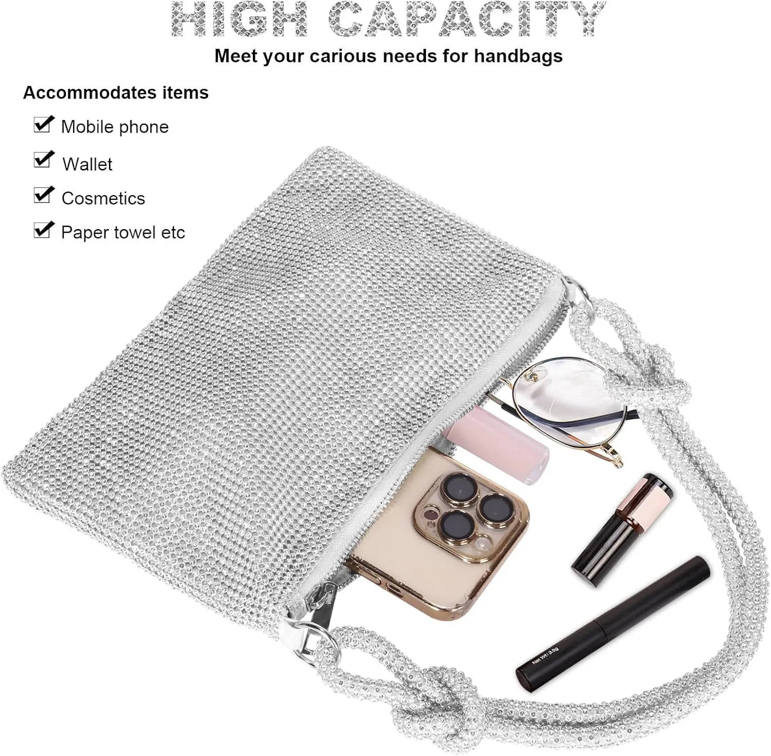 JIAN YA NA Fashion Women Bridesmaid Lady Girl Bride Evening Clutch Bag for Prom Cocktail Party Wedding Engagement