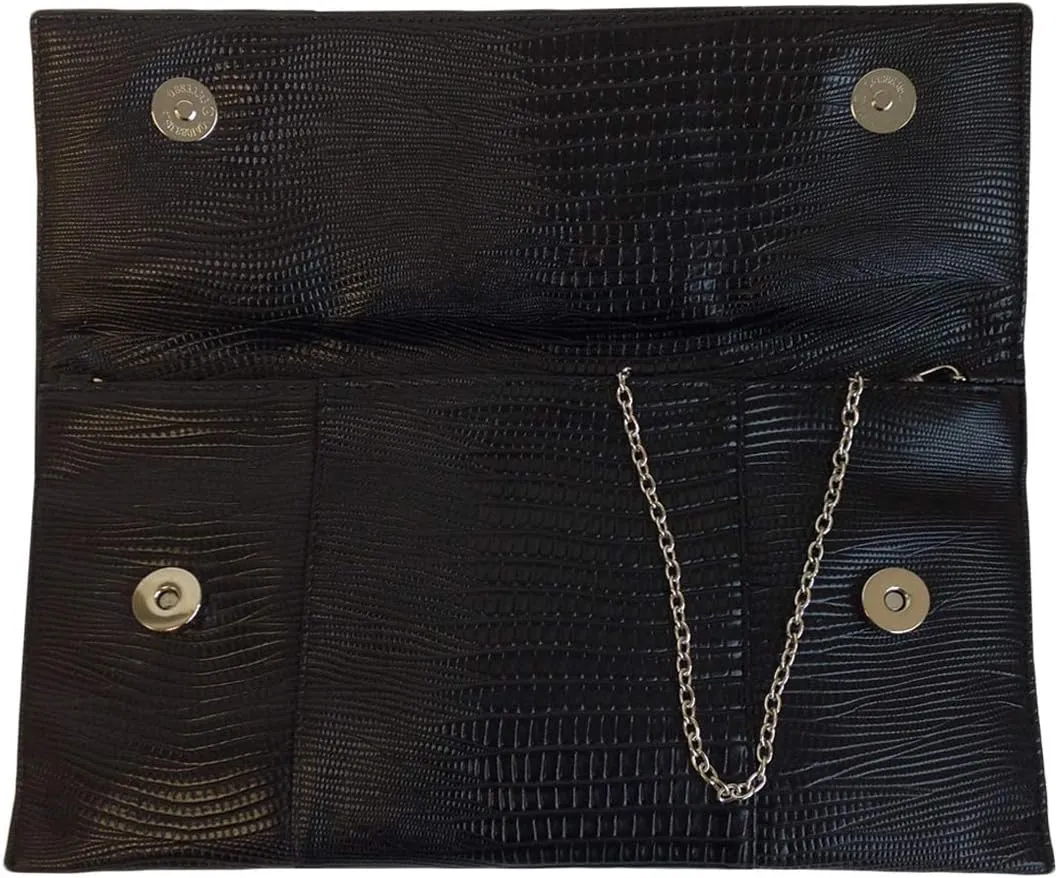 JNB Synthetic Lizard Rhinestone Accent Envelope Clutch