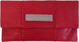 JNB Synthetic Lizard Rhinestone Accent Envelope Clutch