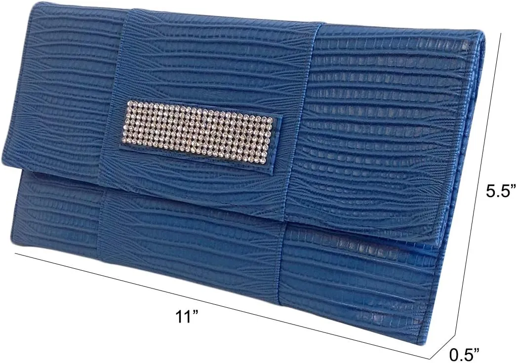 JNB Synthetic Lizard Rhinestone Accent Envelope Clutch