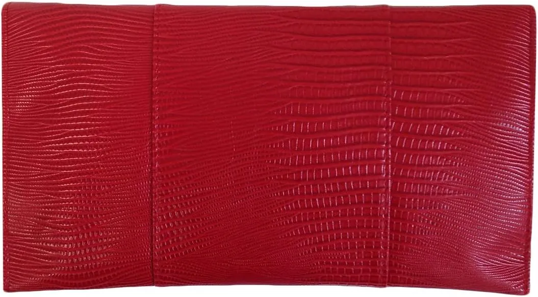JNB Synthetic Lizard Rhinestone Accent Envelope Clutch