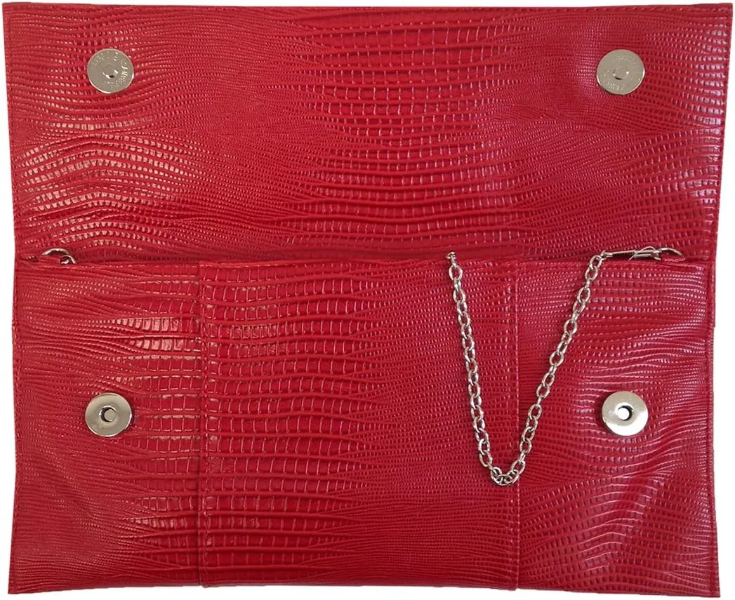 JNB Synthetic Lizard Rhinestone Accent Envelope Clutch