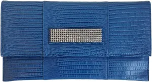 JNB Synthetic Lizard Rhinestone Accent Envelope Clutch