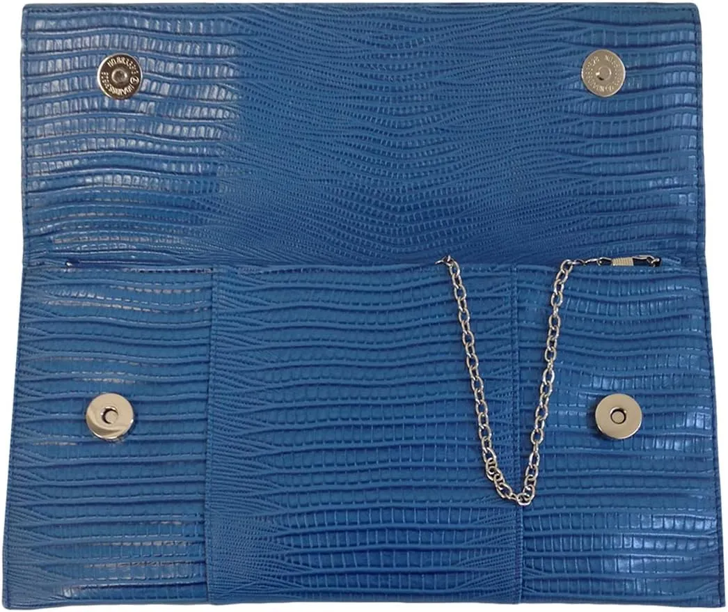 JNB Synthetic Lizard Rhinestone Accent Envelope Clutch