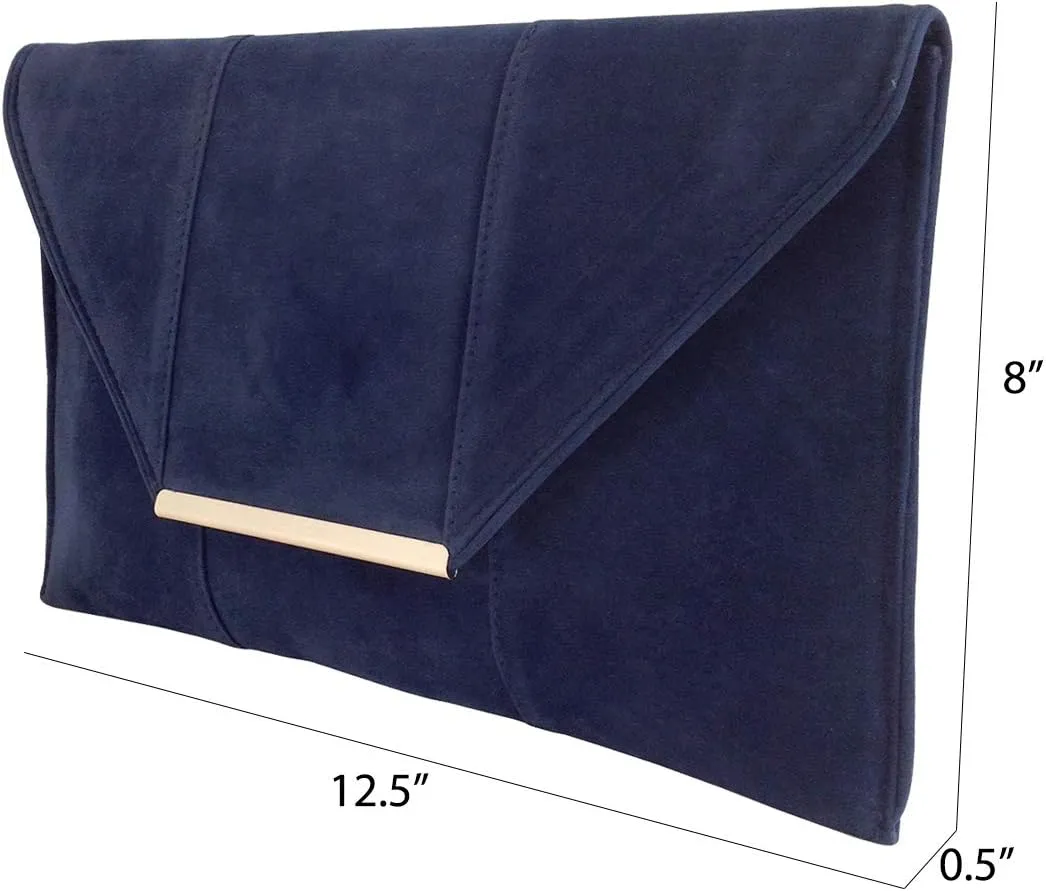 JNB Women's Faux Microsuede Envelope Clutch