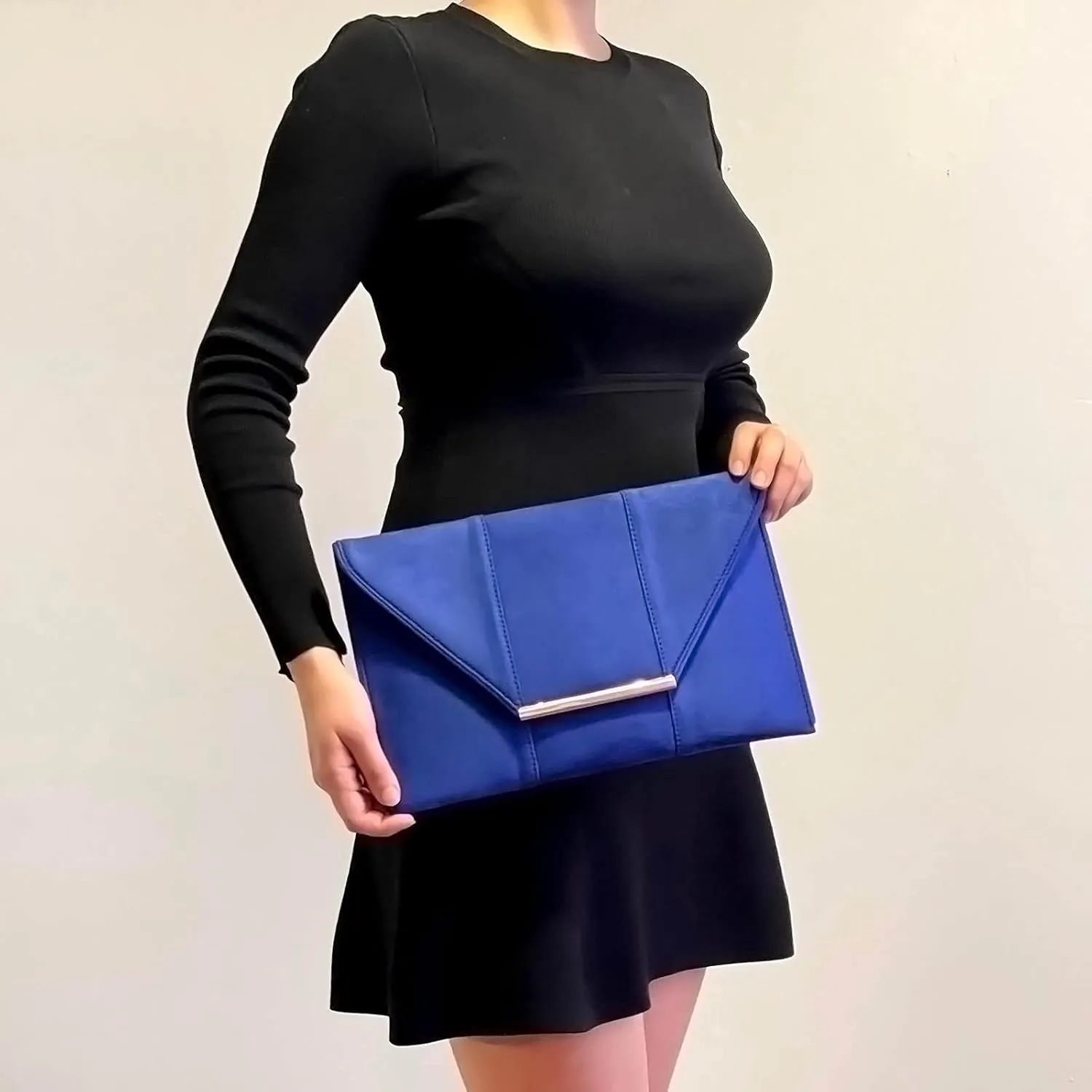 JNB Women's Faux Microsuede Envelope Clutch