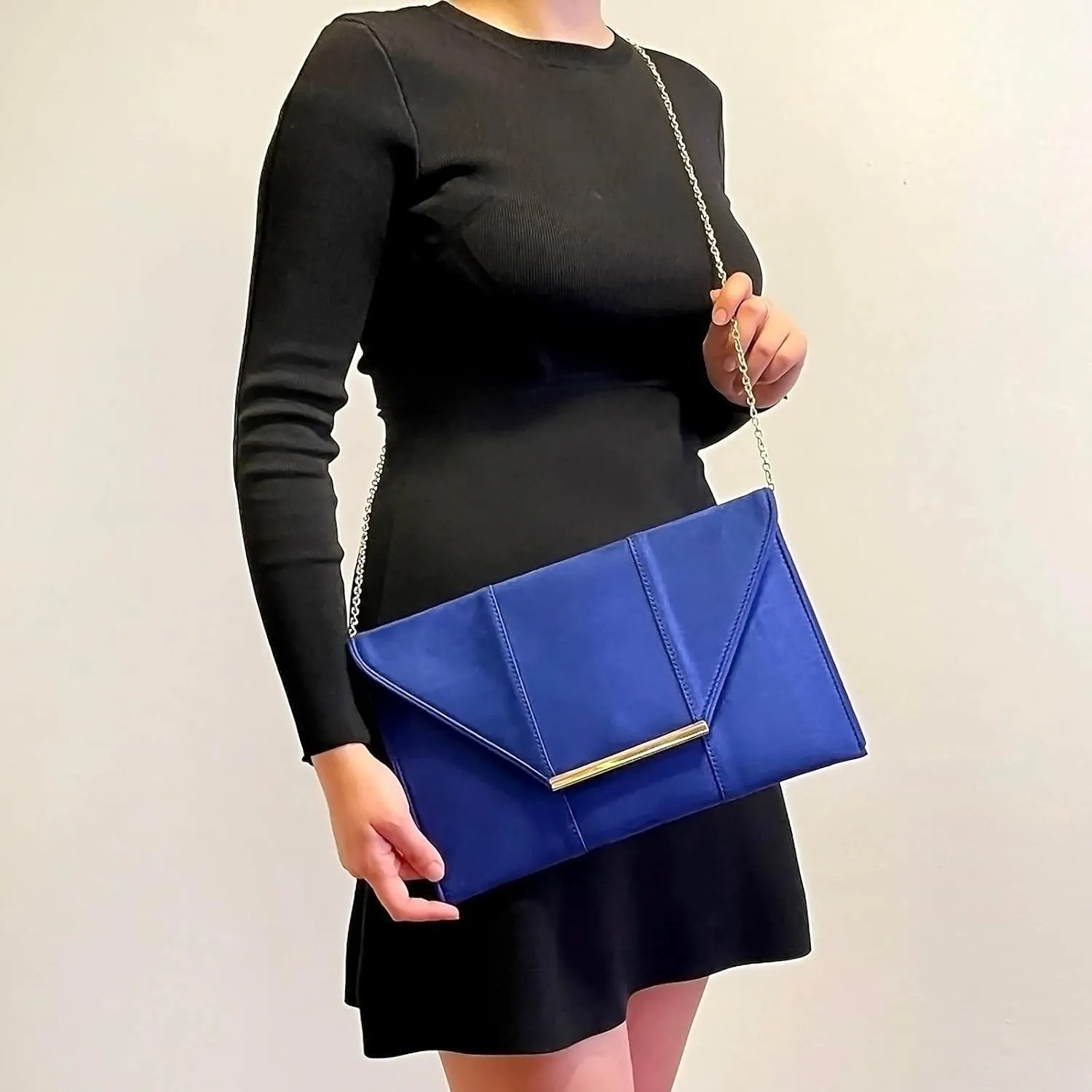 JNB Women's Faux Microsuede Envelope Clutch