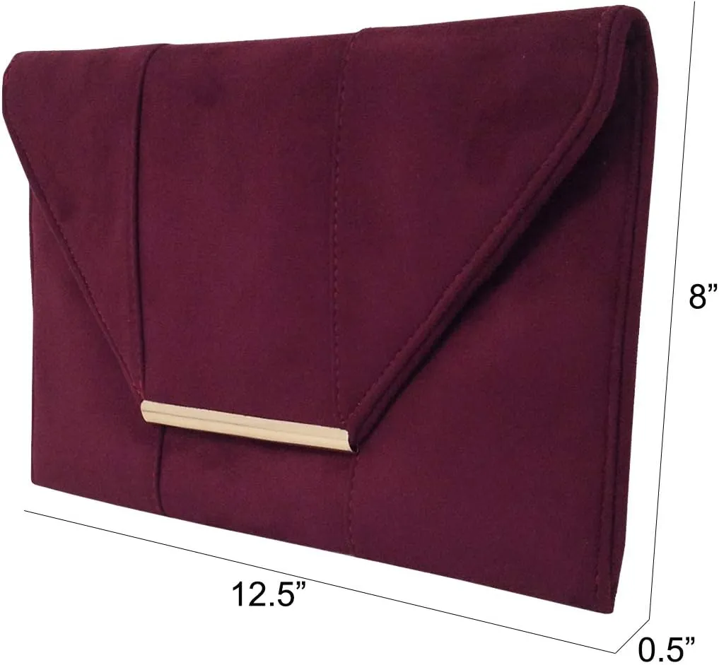 JNB Women's Faux Microsuede Envelope Clutch