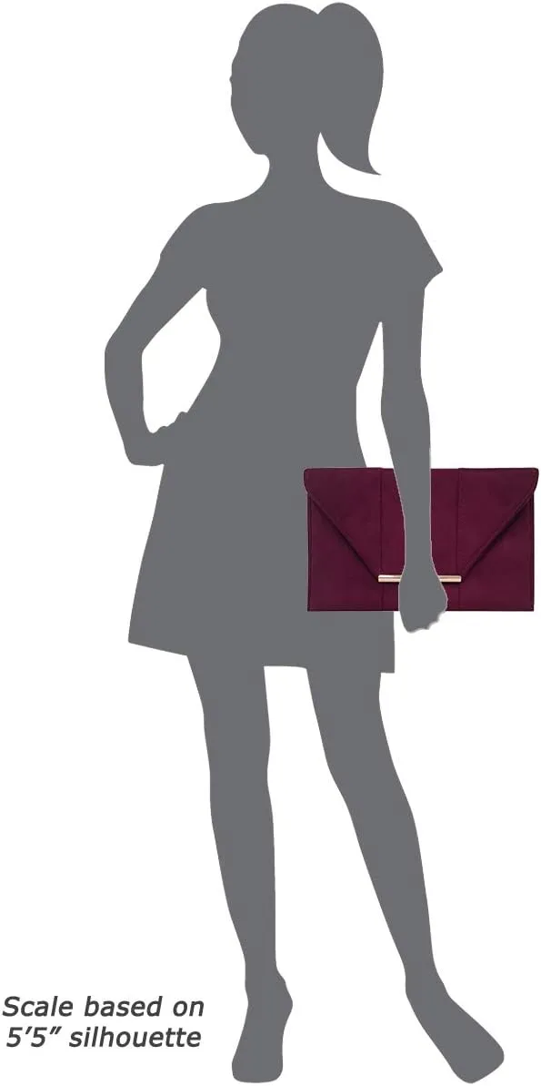 JNB Women's Faux Microsuede Envelope Clutch