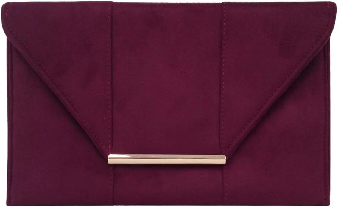 JNB Women's Faux Microsuede Envelope Clutch