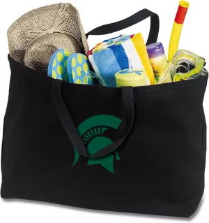 JUMBO Michigan State Tote Bag or Large Canvas Michigan State University Shopping Bag
