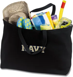 JUMBO Naval Avademy Tote Bag or Large Canvas Navy Logo Shopping Bag