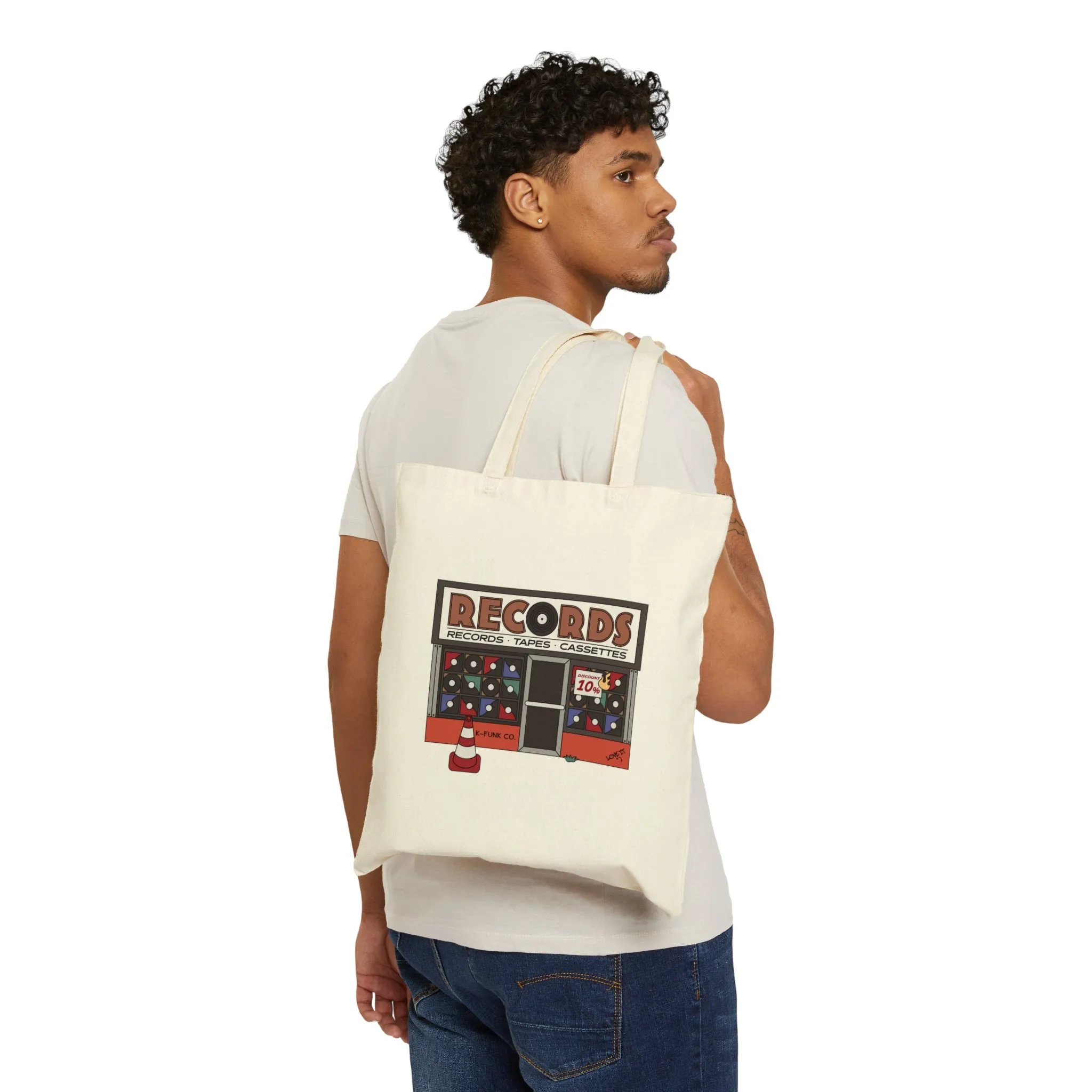 K-Funk Co. Record Store Cotton Canvas Tote Bag