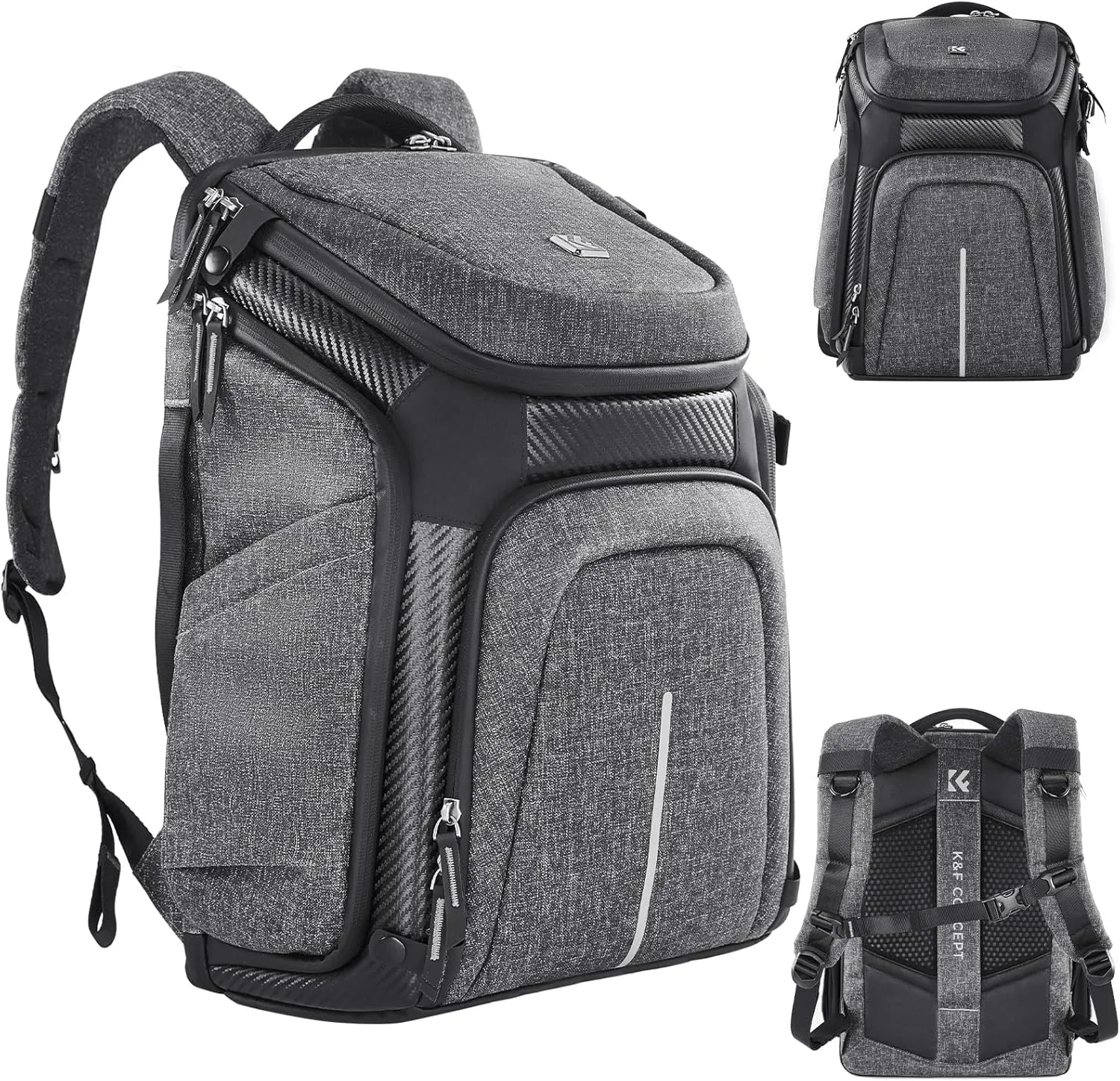 K&F Concept DSLR/SLR Photography Waterproof Camera Bag with 15.6 inch Laptop Compartment Tripod Holder Raincover Camera Backpack