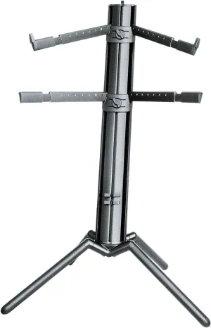 K&M Konig & Meyer 18860.000.35 Spider Pro Keyboard Stand | Height & Depth Adjustment For 2 Keyboards | Extendable Arms | Mic Boom Thread | Cable Clamp | Folds For Travel German Made Black Anodized