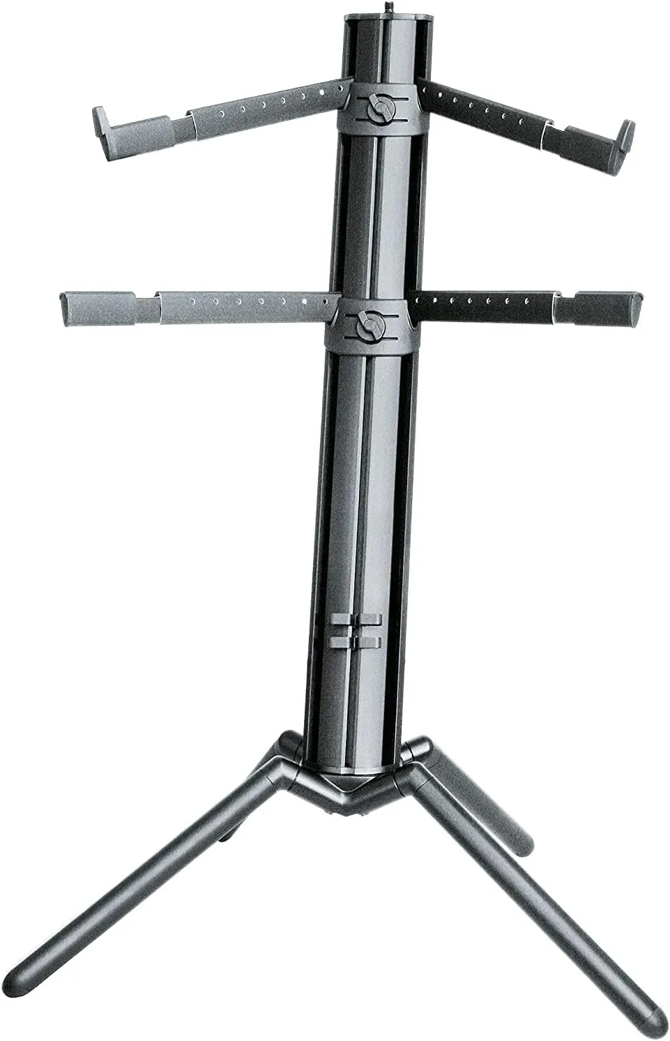 K&M Konig & Meyer 18860.000.35 Spider Pro Keyboard Stand | Height & Depth Adjustment For 2 Keyboards | Extendable Arms | Mic Boom Thread | Cable Clamp | Folds For Travel German Made Black Anodized
