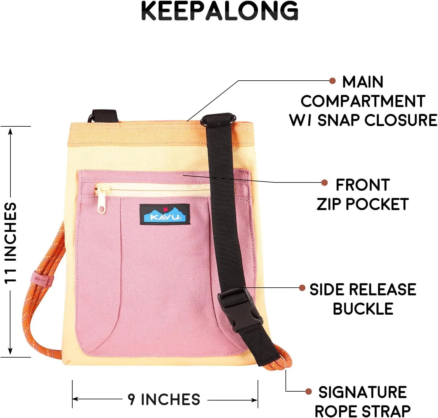KAVU Keepalong Semi Padded Sling Canvas Rope Crossbody Bag