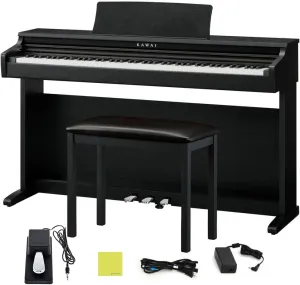 Kawai KDP120 Digital Piano in a Premium Satin Black Finish Bundle with Kawai F-10H Damper Pedal and Liquid Audio Polishing Cloth