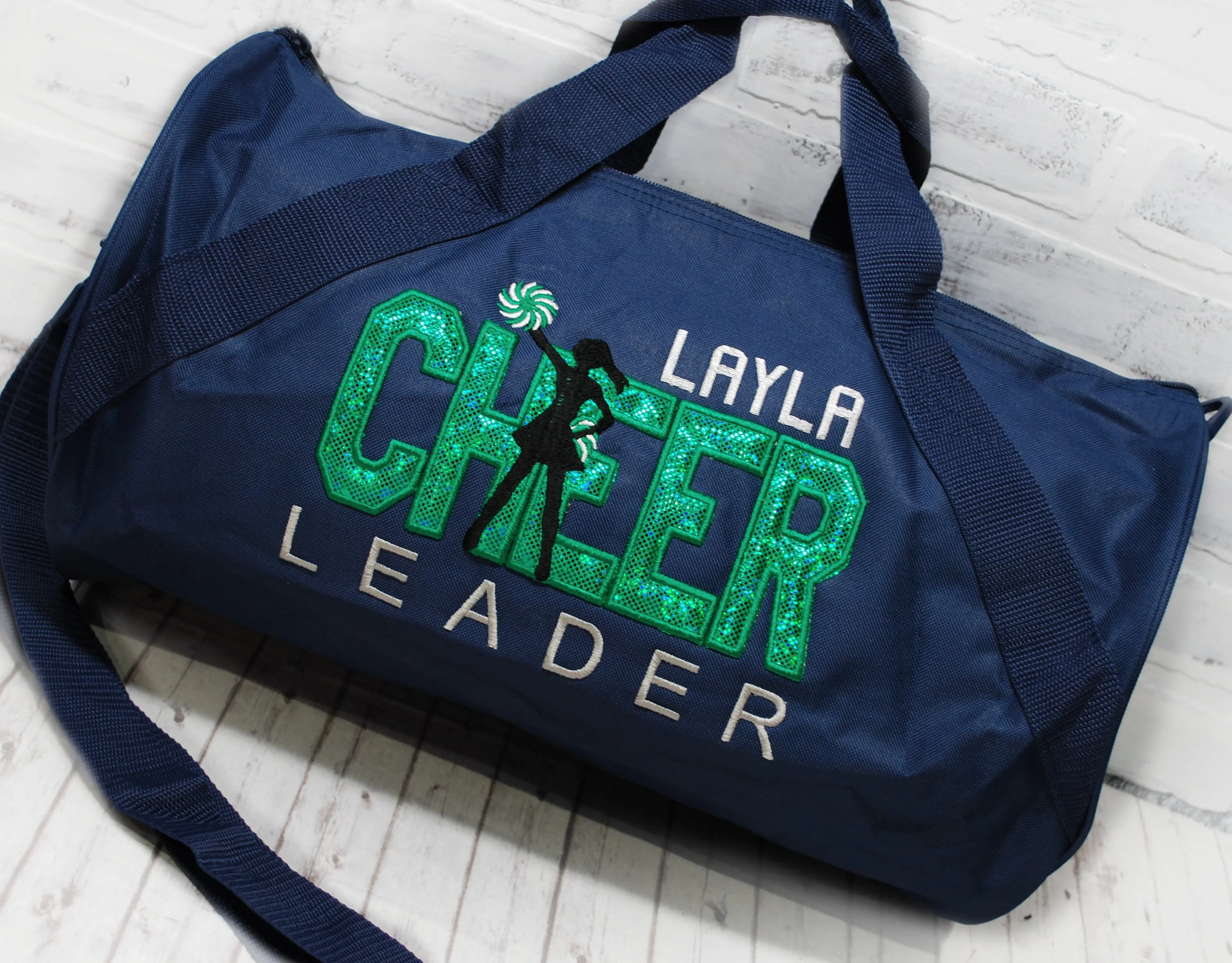 Kelly Green Shimmer Personalized Cheer Tote or Duffle Bag