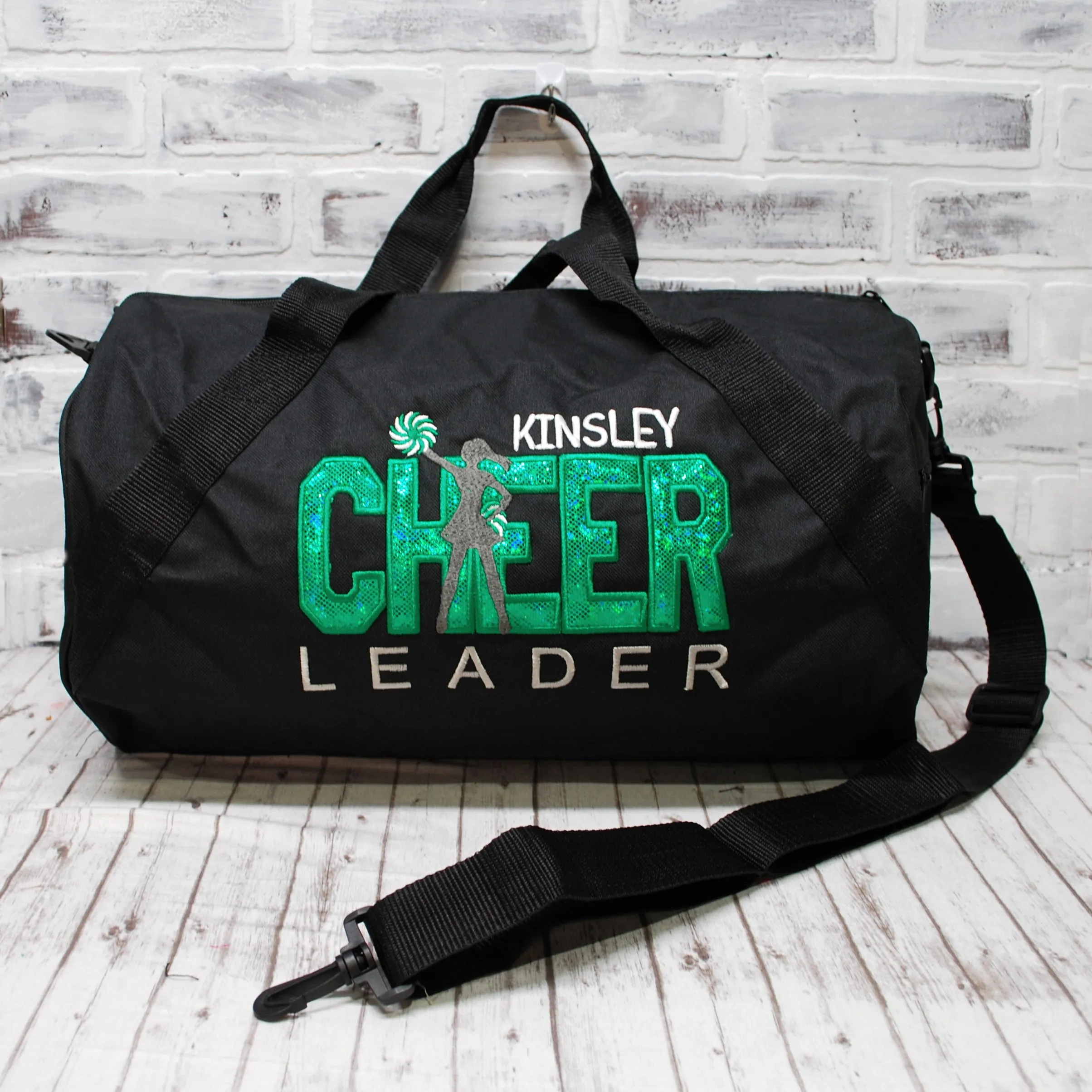 Kelly Green Shimmer Personalized Cheer Tote or Duffle Bag