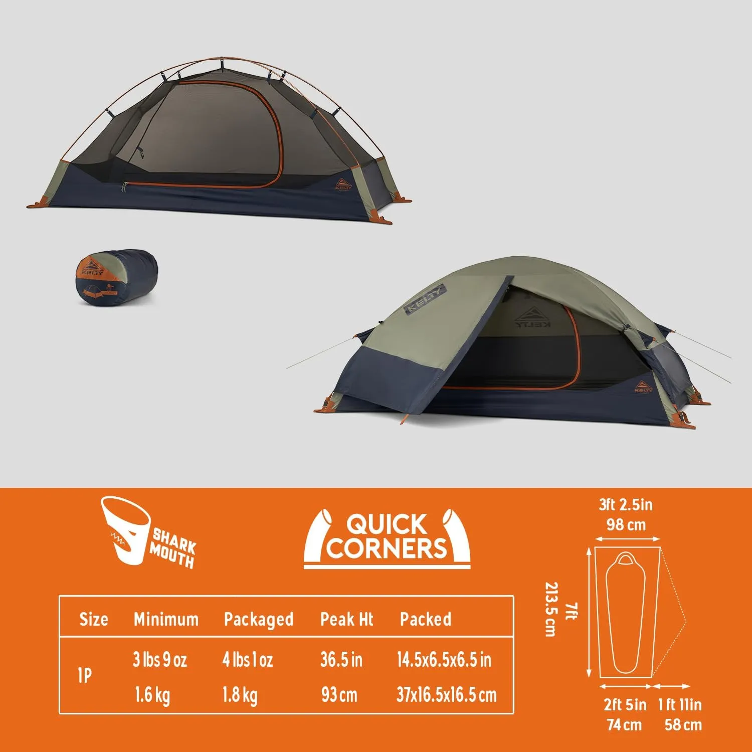 Kelty Late Start Backpacking Tent – Lightweight Two Man Camping Tent Shelter with Quickcorners, Aluminum Poles, Waterproof Poly Fly, Updated for 2024