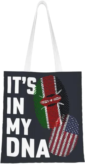Kenya It's in My DNA Tote Bag for Women Canvas Shopping Bags Reusable Large Capacity Casual Shoulder Handbags Grocery Bags DIY Gift Bags