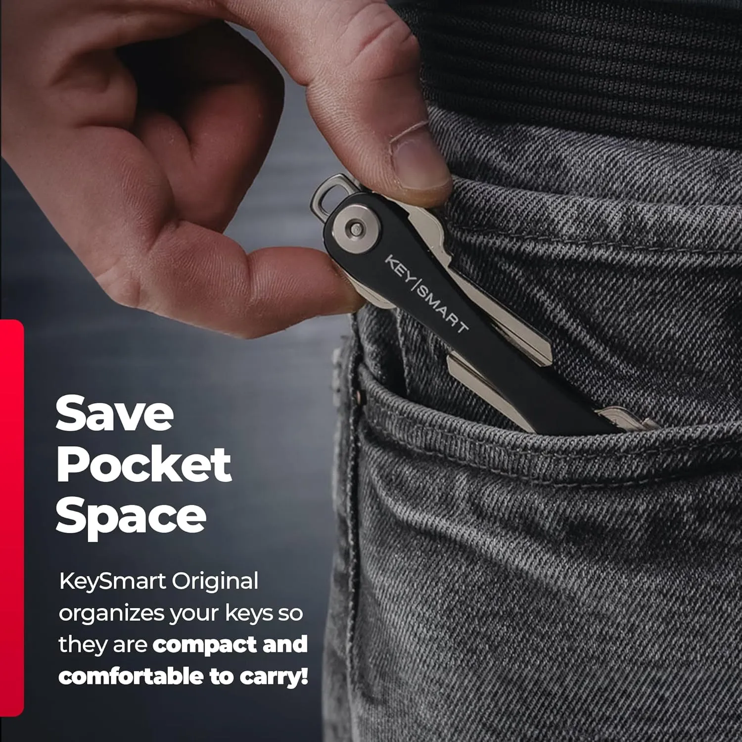 KEYSMART Key Holder for Keychain - Compact Key Organizer for Key Chain, Minimalist Clutter-Free EDC Keychains, Key Ring for Car Fobs Key Chains, Expandable (Up to 14 Keys, Black)