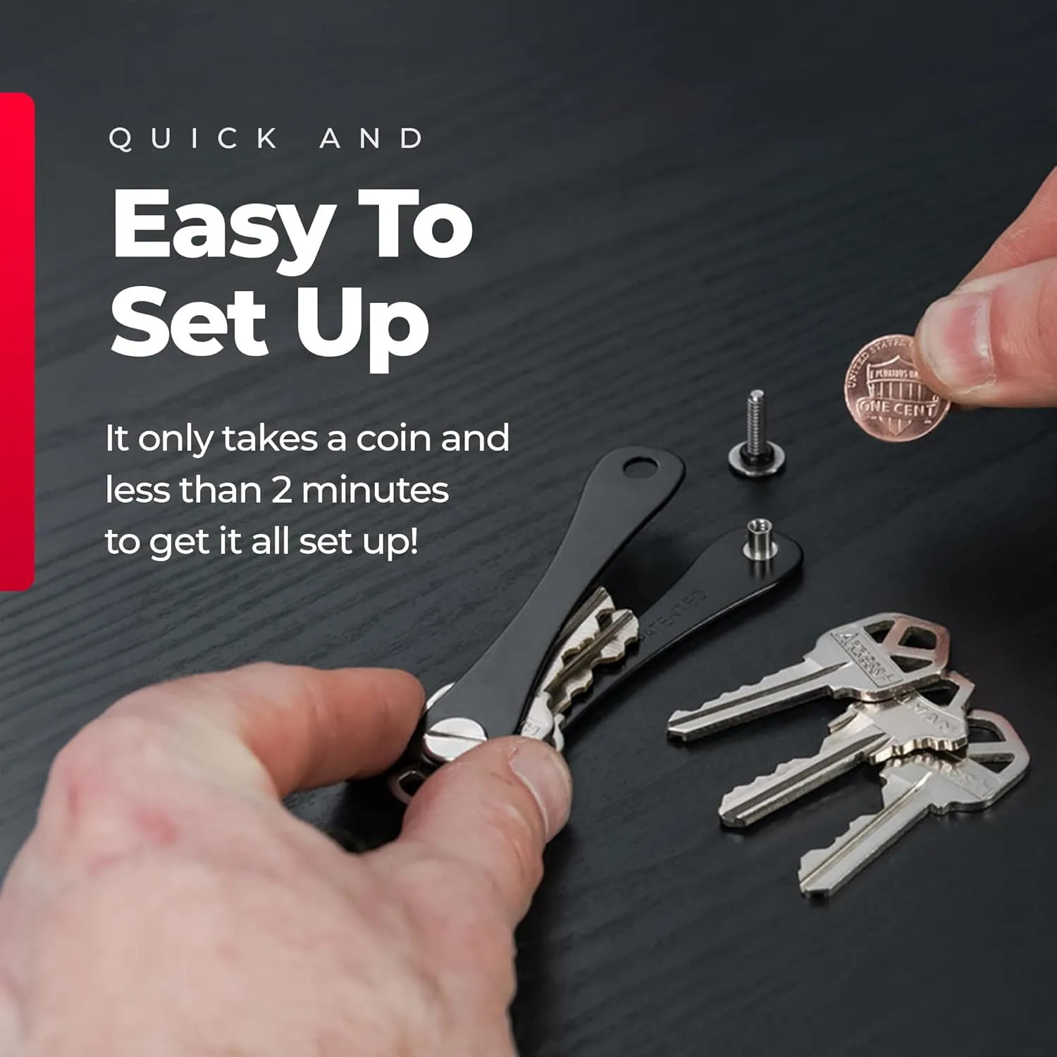 KEYSMART Key Holder for Keychain - Compact Key Organizer for Key Chain, Minimalist Clutter-Free EDC Keychains, Key Ring for Car Fobs Key Chains, Expandable (Up to 14 Keys, Black)