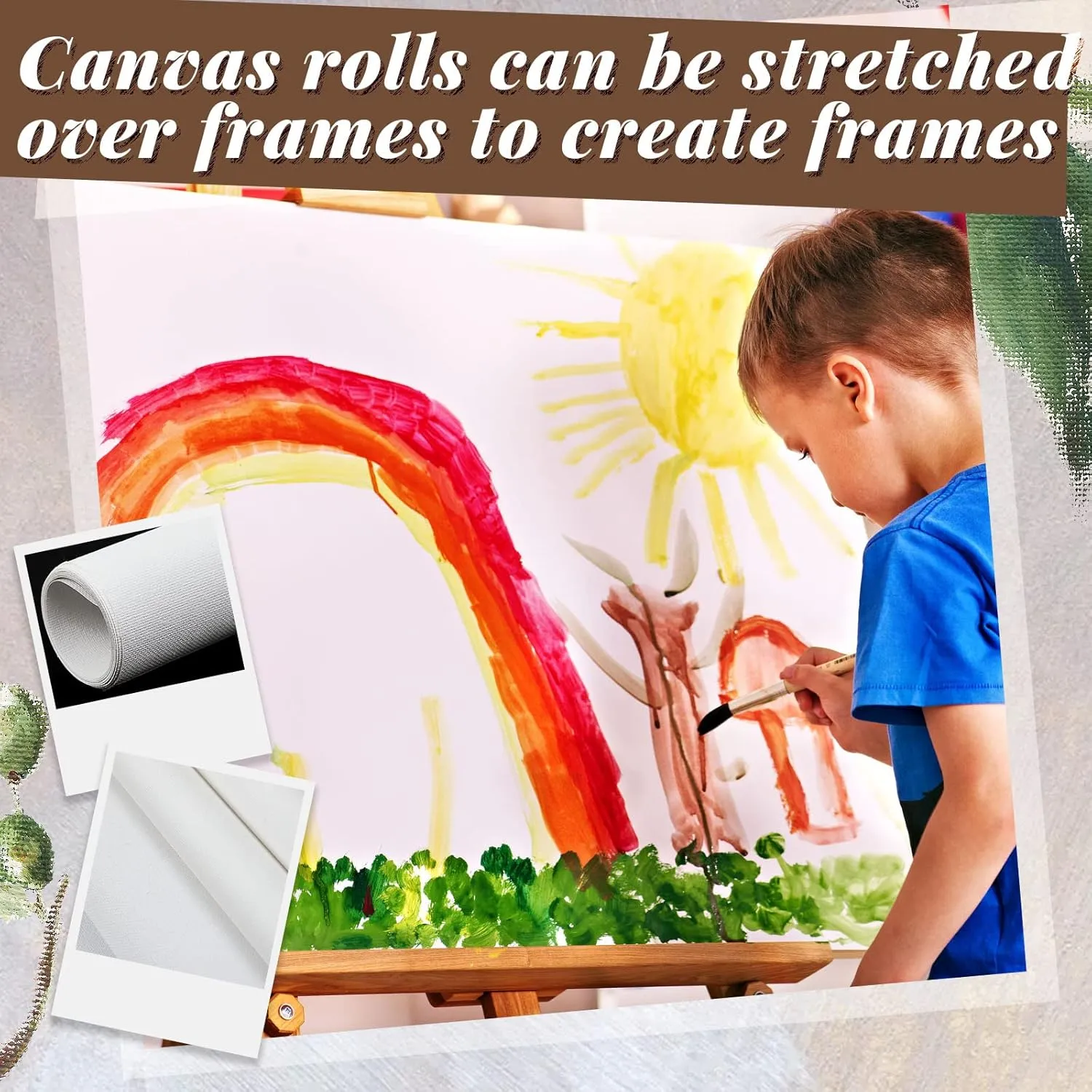Kinlop 24 Inch x 20 Feet Double Primed Cotton Canvas White Canvas Roll for Oil and Acrylic Paint