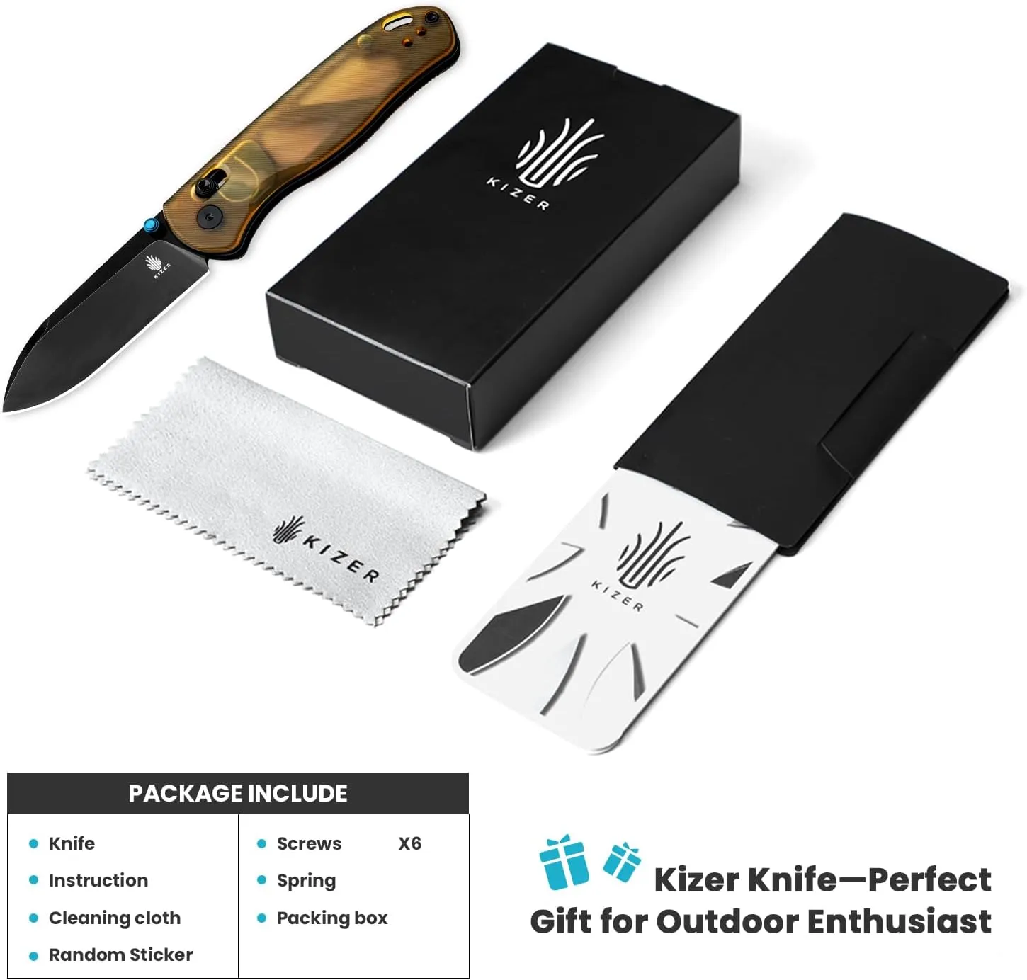 Kizer Drop Bear EDC Pocket Knife, 2.98” Nitro-V Steel Blade PEI Handle Folding Knife with Thumb Stud Opener, Clutch Lock Knife for Men Women Gift V3619A2